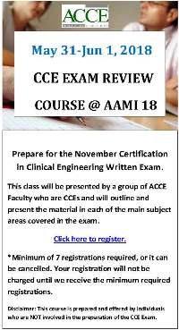CCE Exam Review Course @ AAMI18 May 31-Jun 1, 2018